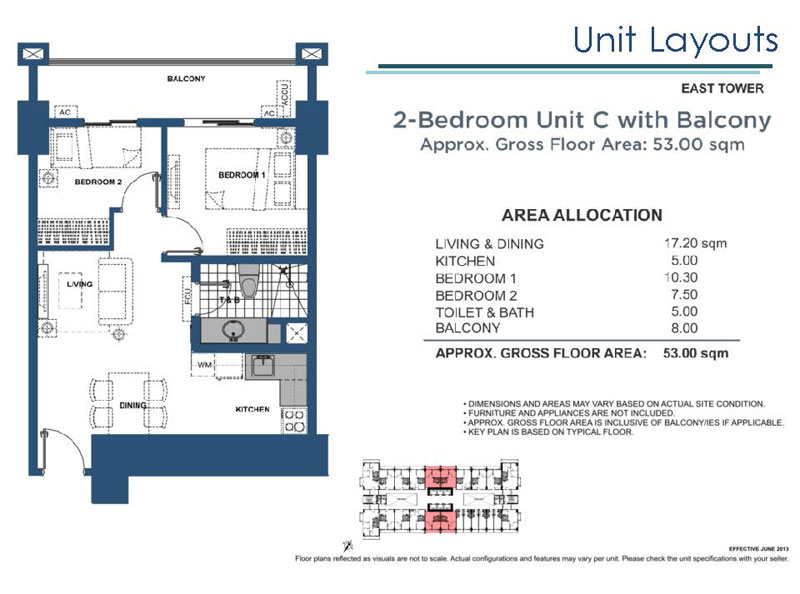 2 Bedroom C with Balcony East